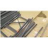 Image 2 : Multiple Metal Shelf Rack Parts, Unassembled, Cross Beams: approx 95"L; Uprights: 42"L; Decking: 85"