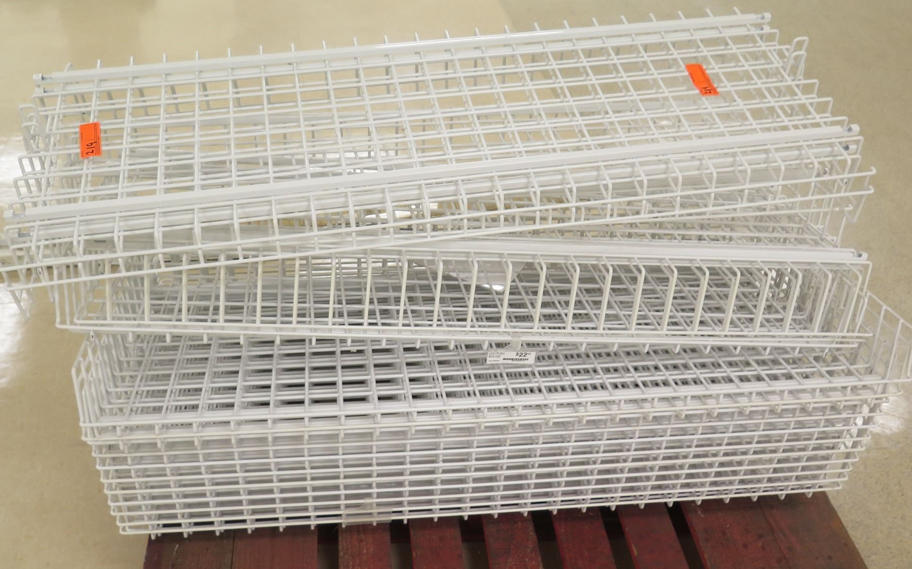 Multiple White Metal Wire Rack Shelving 48