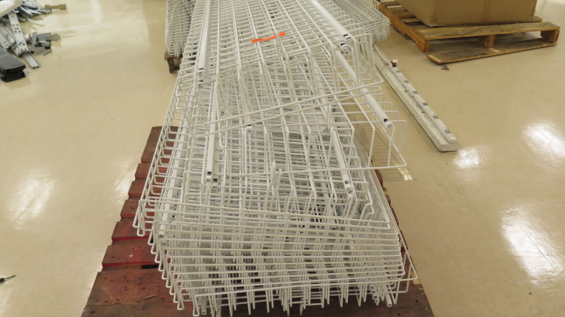 Multiple White Metal Wire Rack Shelving 48