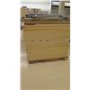 Image 2 : Pallet of Assorted Size Wood Shelf Panels, Wire Racks, Rails, etc; Most is 48"L x 15"W