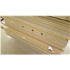 Image 8 : Pallet of Assorted Size Wood Shelf Panels, Wire Racks, Rails, etc; Most is 48"L x 15"W