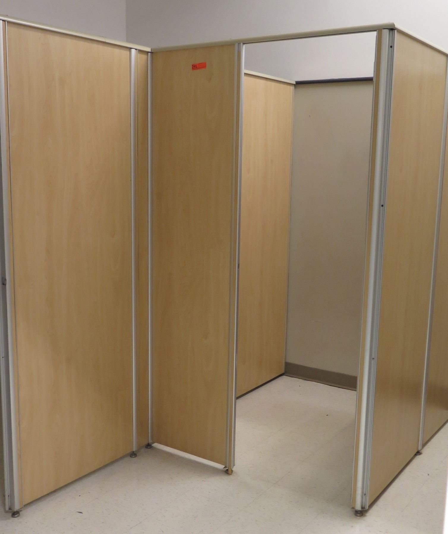 Qty 2 Fitting Rooms W Locking Doors Inside Bench Corner