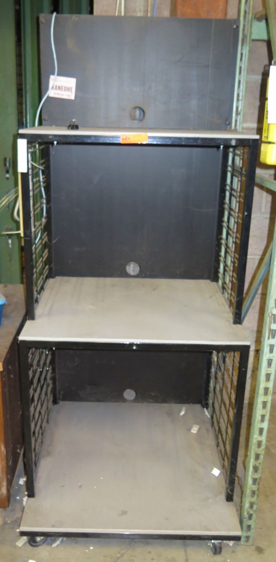 Three Tier Rolling Shelf on Wheels w/ Wire Rack Sides 30