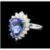 Image 2 : 14KT White Gold 5.43 ctw Tanzanite and Diamond Ring