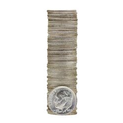 Roll of (50) 1964 Brilliant Uncirculated Roosevelt Dimes