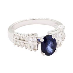 1.77 ctw Sapphire and Diamond Ring - 18KT White Gold