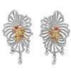 Image 1 : 18k Three Tone Gold 6.01CTW Multicolor Dia, Pink Diamond and Diamond Earrings, (