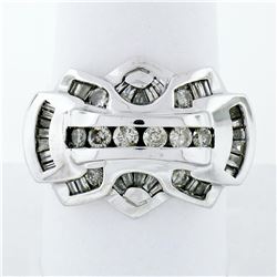 Statement Men's 14K White Gold 1.35 ctw Round & Baguette Diamond Ring