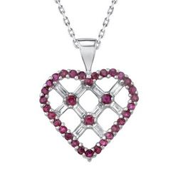 14k White Gold 0.96CTW Diamond and Ruby Pendant, (SI2 /G-H)