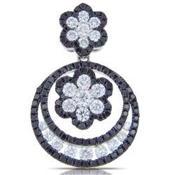 14k White Gold 1.23CTW Diamond and Black Diamonds Pendant, (SI1/G)