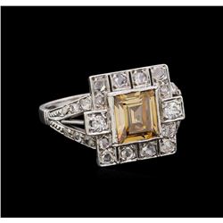 1.20 ctw Fancy Light Brown Diamond and White Sapphire Ring - Platinum