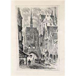 Chicago Street Scene, Aquatint Etching by Holmes Engraving Co.