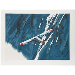 Harry Schaare, First Mountain Flying, Lithograph