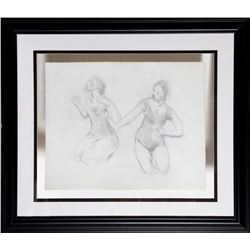 Moses Soyer, Two Dancers and Seated Dancer (Double-Sided), Pencil Drawing