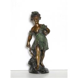 Auguste Moreau, Petit Fille, Bronze Sculpture