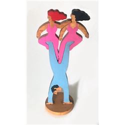 William Accorsi, Three Acrobats, 3 Piece Wood Puzzle Sculpture