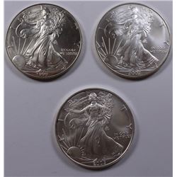 THREE AMERICAN SILVER EAGLES