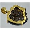 Image 2 : 18K YELLOW GOLD PENDANT, CARVED OPAL