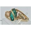 Image 1 : 10K TRI-COLOR GOLD RING, GREEN STONE