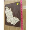 Image 3 : RELIGIOUS STATUE AND PLAQUE (VIRGIN MARY AND PRAYING HANDS)  *32.5" TALL X 14.5" WIDE*