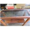 Image 2 : SOFA TABLE (VINTAGE) *GLASS TOP* (38" LONG X 31.5" TALL X 14.5" WIDE)