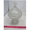 Image 5 : LOT OF 3 CRYSTAL PIECES (CANDY DISH WITH LID) *RING HOLDER WITH LID* (CREAM PITCHER)