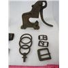 Image 4 : LOT OF MISC ITEMS (COW BELL, BRASS BUCKLES, HOOK RIVETER, ETC)