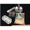 Image 1 : MISC LOT (ROYALTY GLASSES, CALENDAR, THERMOMETER, WEDGEWOOD SERVING SET)