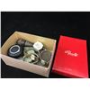 Image 4 : VINTAGE KIDS SHOE BOX LOT (COMPACTS WATCHES AWL POCKET ASHTRAYS LIGHTER)