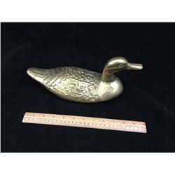 LARGE BRASS DUCK FIGURINE