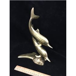 LARGE BRASS DOLPHIN FIGURINE