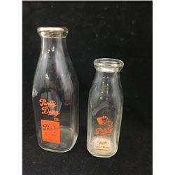 LOT OF 2  ADVERTISING MILK BOTTLES (1 QUART AND 1 PINT) *VINTAGE* (PURITY DAIRY)