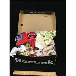 SHOE BOX OF DOLL CLOTHES (VINTAGE)