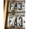 Image 2 : MATCHING PAIR OF SASKATCHEWAN FARM LICENCE PLATES (1948)