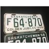 Image 2 : SASKATCHEWAN LICENCE PLATE SETS (UNIQUE LOT OF 5 SAME LICENCE NUMBER) *DIFFERENT YEARS* (1955-56-57-