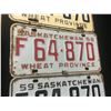 Image 5 : SASKATCHEWAN LICENCE PLATE SETS (UNIQUE LOT OF 5 SAME LICENCE NUMBER) *DIFFERENT YEARS* (1955-56-57-