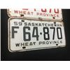 Image 6 : SASKATCHEWAN LICENCE PLATE SETS (UNIQUE LOT OF 5 SAME LICENCE NUMBER) *DIFFERENT YEARS* (1955-56-57-
