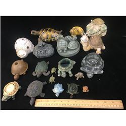 LARGE LOT OF VARIOUS TURTLE FIGURINES ETC…