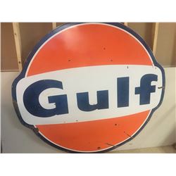 GULF SERVICE STATION SIGN (DOUBLE SIDED PORCELAIN) *76.5” x 71”*