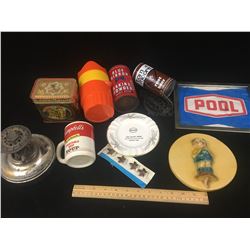 MISC LOT ESSO ASHTRAY TINS STOVE