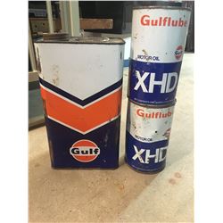 LOT OF GULF OIL CANS