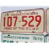 Image 2 : LICENCE PLATES (SASK) *1970, 1973* (MATCHING PLATES) *RCMP*