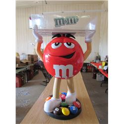 LARGE M&M MASCOT WITH SERVING TRAY (VERY UNIQUE PROMOTIONAL ITEM) *40" TALL, TRAY IS 24"X 15'* (BASE