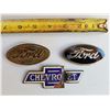 Image 1 : VEHICLE EMBLEMS (2 X FORD OVAL AND 1 CHEV RADIATOR) *2 ARE PORCELAIN*