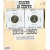 Image 1 : LOT OF 2 TEN CENT COINS (CANADA) *1959, 1960* (SILVER)
