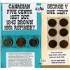 Image 1 : LOT OF 9 CANADIAN COINS ( 1937 DOT NICKLE, 1943 BROWN NICKLE, 1951 REFINERY NICKLE, 6 GEORGE V PENNI