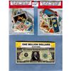 Image 1 : LOT OF TWO 100 STAMP PACKAGES AND NOVELTY PAUL REVERE 1 MILLION DOLLAR BILL