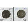 Image 1 : LOT OF 2 FIFTY CENT COINS (CANADA) *1943* (WIDE DATE & NARROW DATE)