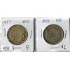 Image 1 : LOT OF 2 FIFTY CENT COINS (CANADA) *1951* (WIDE DATE & NARROW DATE)