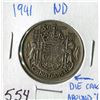 Image 1 : FIFTY CENT COIN (CANADA) *1941* (NARROW DATE) *DIE CRACK AROUND 1*